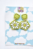 Retro Green Daisy Earrings