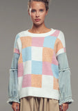Checkered Denim Sweater