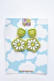 Retro Green Daisy Earrings