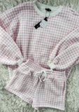 Pink Gingham Shorts Set