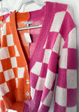 Check Orange & Pink Cardigan