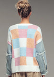 Checkered Denim Sweater