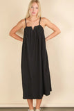Black Pleated Midi Dress