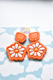 Retro Orange Daisy Earrings