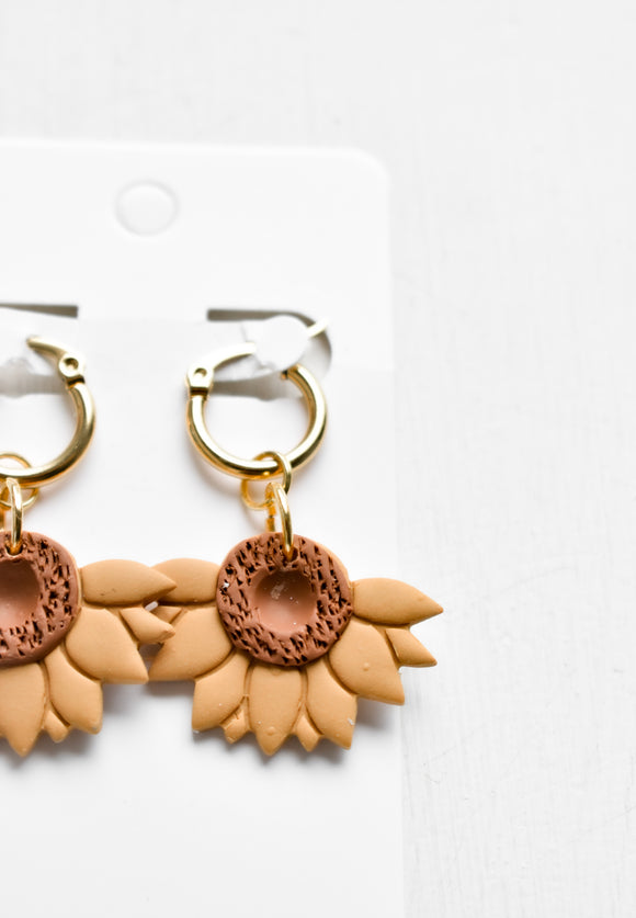 Sunflower Hoop Earrings