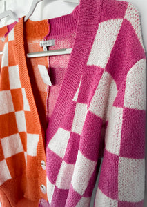 Check Orange & Pink Cardigan
