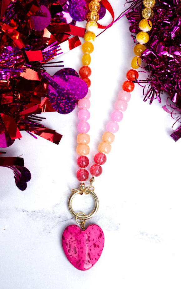 Fuchsia Heart Necklace