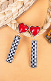 Checkered Heart Earrings