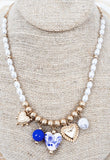 Blue Pearl Charm Necklace